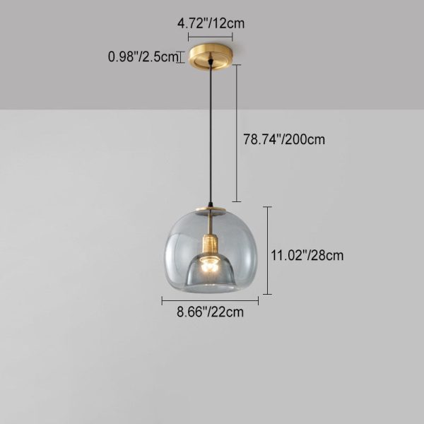 Contemporary Scandinavian Round Copper Glass 1/3 Light Island Light Chandelier For Dining Room - Image 3