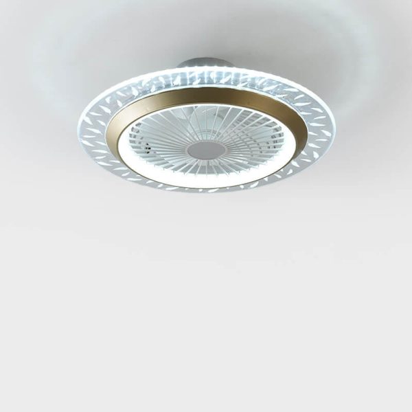 Modern RGB Acrylic Round LED Seme-Flush Mount Ceiling Fan Light - Image 17