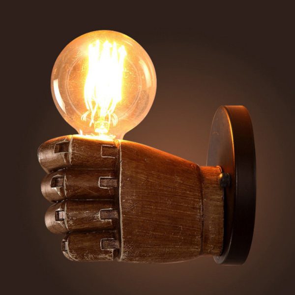 Traditional Vintage Fist Resin 1-Light Wall Sconce Lamp For Living Room - Image 8