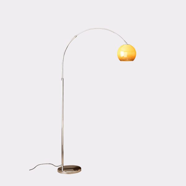Contemporary Scandinavian Glass Round Shade Fishing Rod Iron 1-Light Standing Floor Lamp For Living Room - Image 10