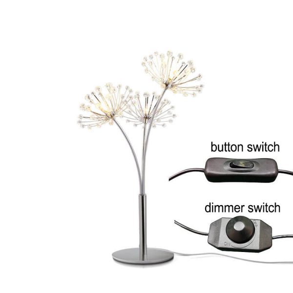 Nordic Creative Dandelion Crystal Bead Iron  3-Light Table Lamp - Image 8