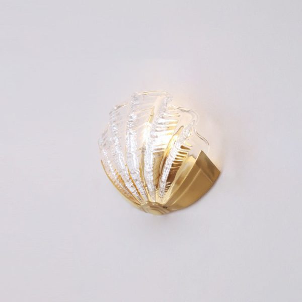Modern Art Deco Shell Brass Glass 1-Light Wall Sconce Lamp For Living Room - Image 19