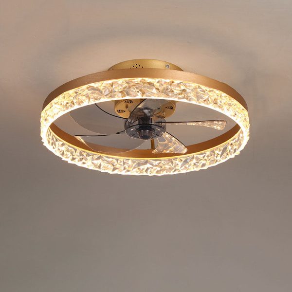 Modern Circle Ring LED Semi-Flush Mount Ceiling Fan Light - Image 16