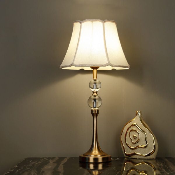 Modern Minimalist Column Crystal Iron Fabric 1-Light Table Lamp For Living Room - Image 9