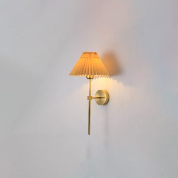 Vintage Pleated Fabric Shade Straight Arm 1-Light Wall Sconce Lamp - Image 11