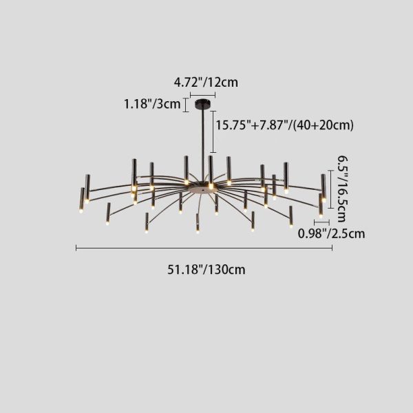 Contemporary Scandinavian Round Radioactive Iron Aluminum 12/24 Light Chandelier For Living Room - Image 5