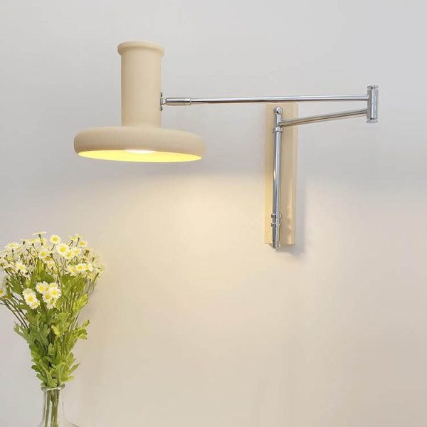 Nordic Minimalist  Beige Swing Arm 1-Light Wall Sconce Lamp - Image 12