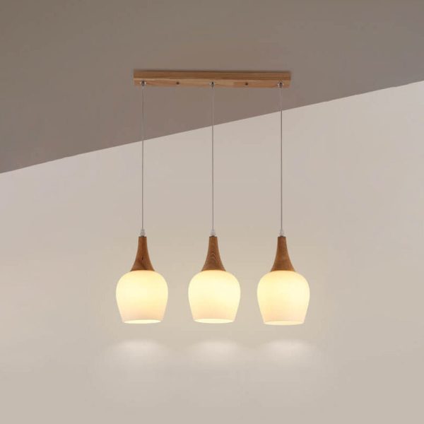 Nordic Solid Wood Glass White Bottle Island Light 1/3 Light Chandelier - Image 3