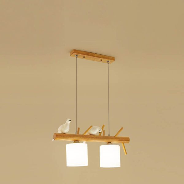 Nordic Minimalist Solid Wood Bird Decor Cylinder 2/3-Light Island Light Chandelier - Image 10