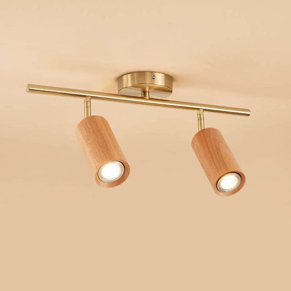 Nordic Minimalist Walnut Wood Spotlight Linear Track 1/2/3/4 Light LED Semi-Flush Mount Ceiling Light - Image 11