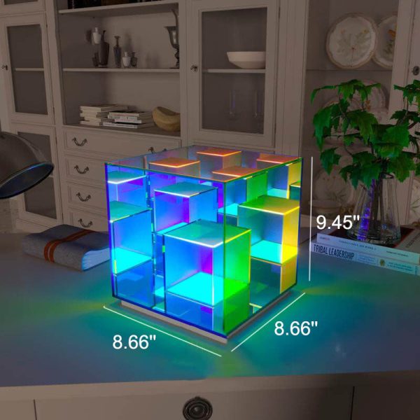 Modern Acrylic RGB Line Rubik's Cube LED Table Lamp - Image 6