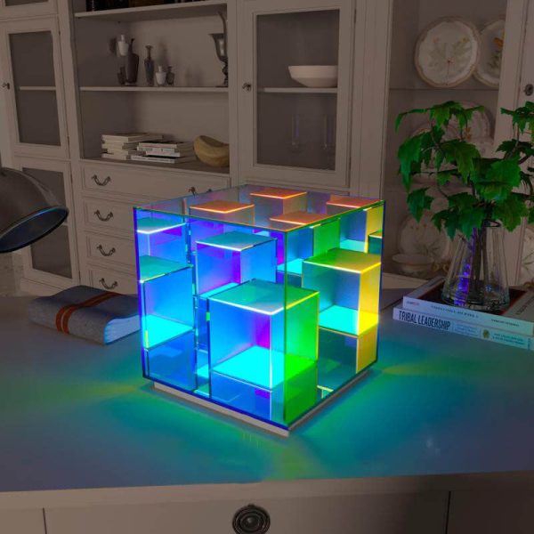 Modern Acrylic RGB Line Rubik's Cube LED Table Lamp - Image 5