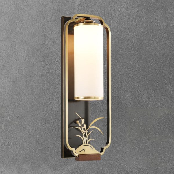Modern New Chinese Copper Glass Column Ring 1-Light Wall Sconce Lamp - Image 6