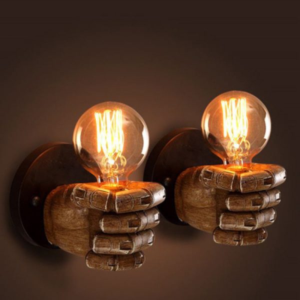 Traditional Vintage Fist Resin 1-Light Wall Sconce Lamp For Living Room - Image 3