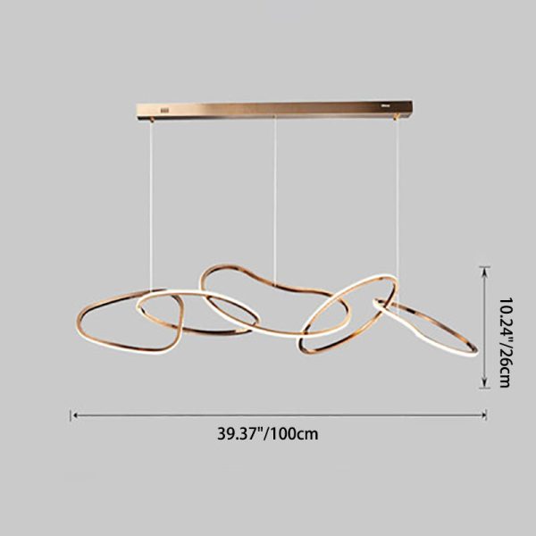 Contemporary Nordic Stainless Steel Round Toroidal LED Chandeliers For Dining Room - Image 4
