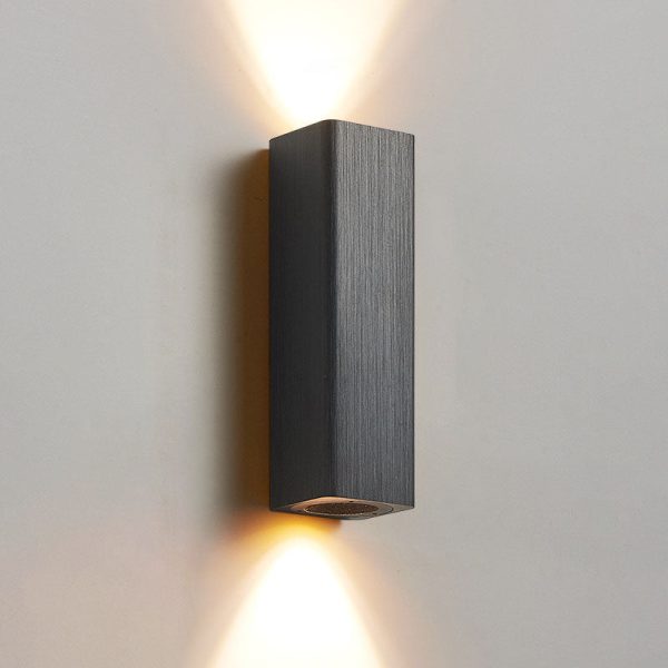Nordic Minimalist Brushed Aluminum Rectangular Column LED Wall Sconce Lamp - Image 3