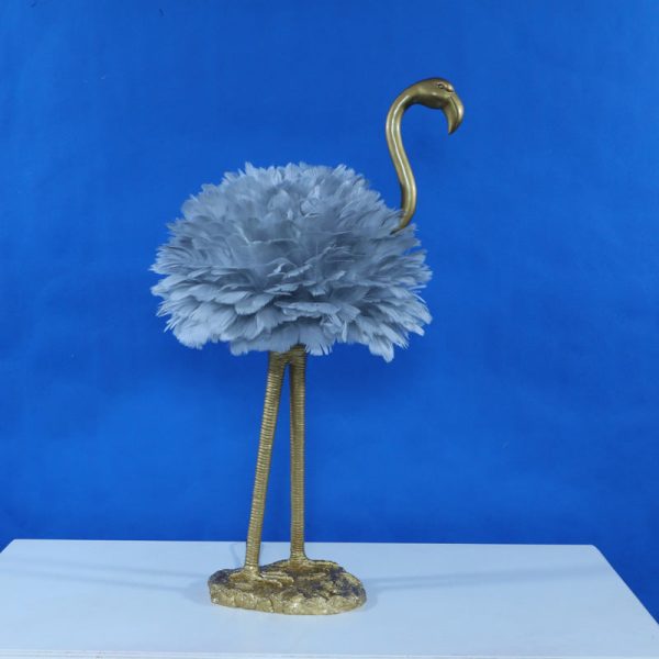 Contemporary Nordic Goose Feather Metal Flamingo Ball 1-Light Table Lamp For Bedside - Image 6