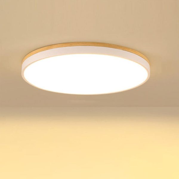 Nordic Simple Solid Wood Round LED Flush Mount Ceiling Light - Image 5