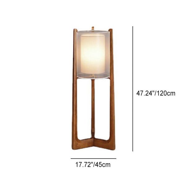 Japanese Minimalist Solid Wood Fabric Column 1-Light Standing Floor Lamp - Image 7