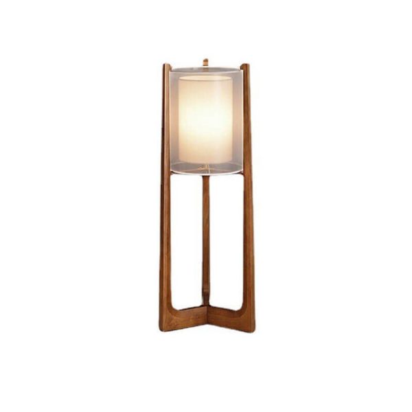 Japanese Minimalist Solid Wood Fabric Column 1-Light Standing Floor Lamp - Image 13