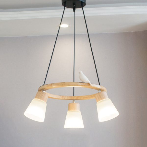 Nordic Minimalist Solid Wood Bird 3/5-Light Chandelier - Image 2