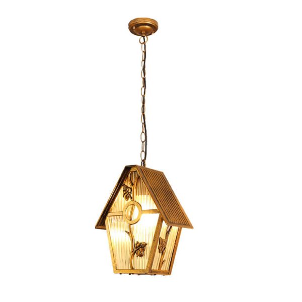 European Outdoor House Shape Waterproof Glass Aluminum 1-Light Pendant Light - Image 7
