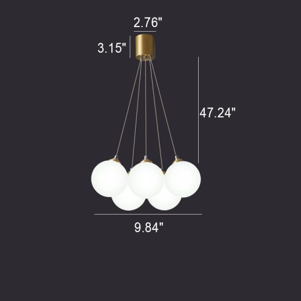 Nordic Light Luxury Glass Balloon Brass 4/5/7 Light Chandelier - Image 8