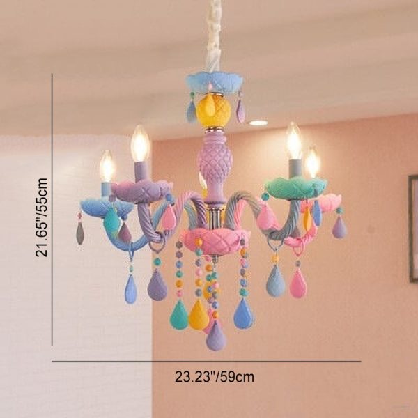 Modern Children's Princess Macaroon Candelabra Crystal Glass 5/6/8/10/12/15 Light Chandelier - Image 4