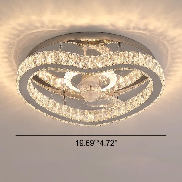 Modern Luxury Crystal Stainless Steel LED Flush Mount Ceiling Fan Light - Image 11