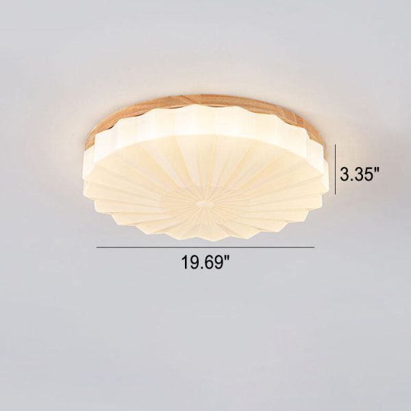 Japanese Minimalist Round Wood Acrylic LED Flush Mount Lighting - Image 19
