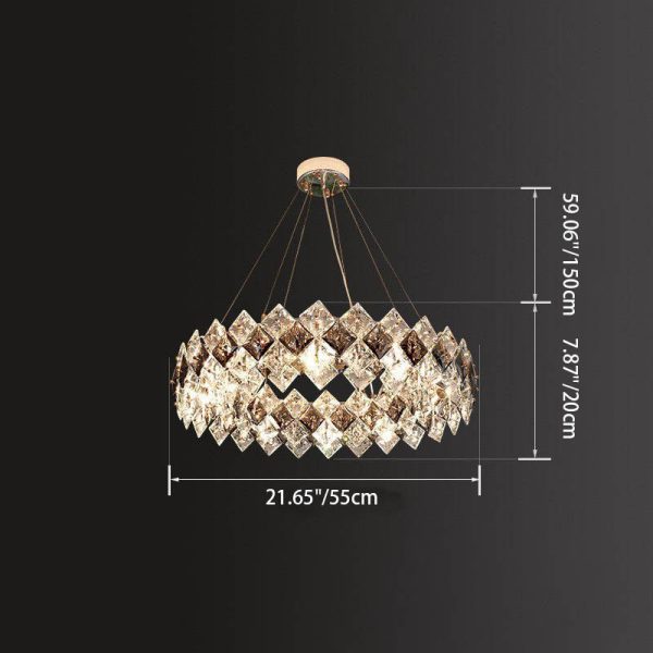 Contemporary Luxury Crystal Diamond Circle Plated Hardware 5/6/7/8/10/14 Light Chandelier For Living Room - Image 7