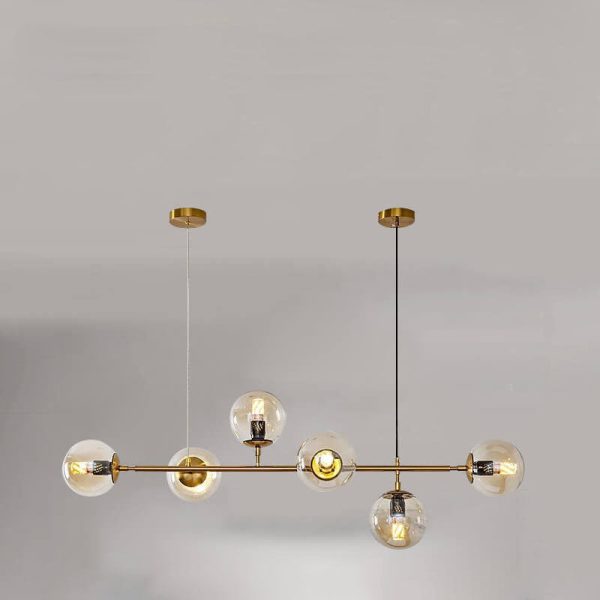 Nordic Minimalist Colorful Orb Hardware Glass 6-Light Island Light Chandelier - Image 13