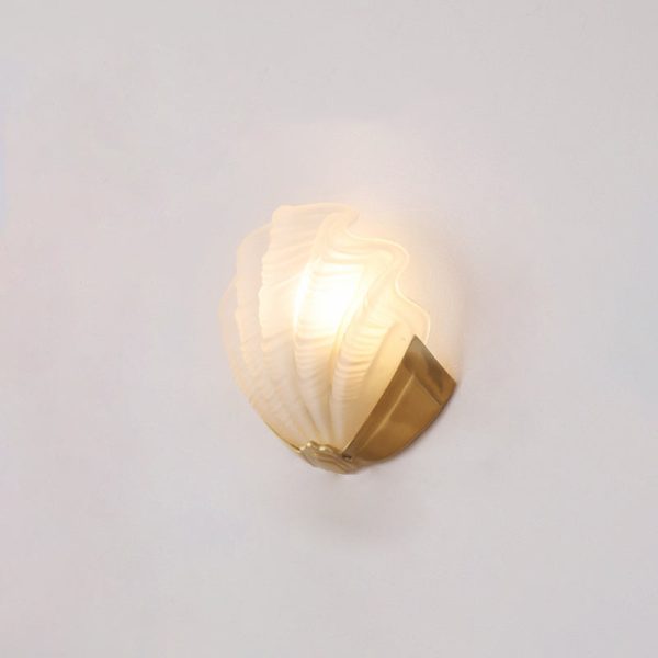 Modern Art Deco Shell Brass Glass 1-Light Wall Sconce Lamp For Living Room - Image 20
