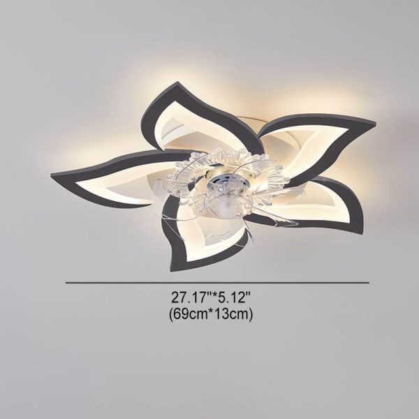 Scandinavian Modern Luxury Flower Iron Acrylic Plastic LED Flush Mount Ceiling Fan Light - Image 5