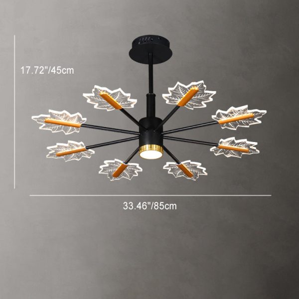 Modern Minimalist Branch Maple Leaf Iron Acrylic LED Chandelier For Living Room - Image 5