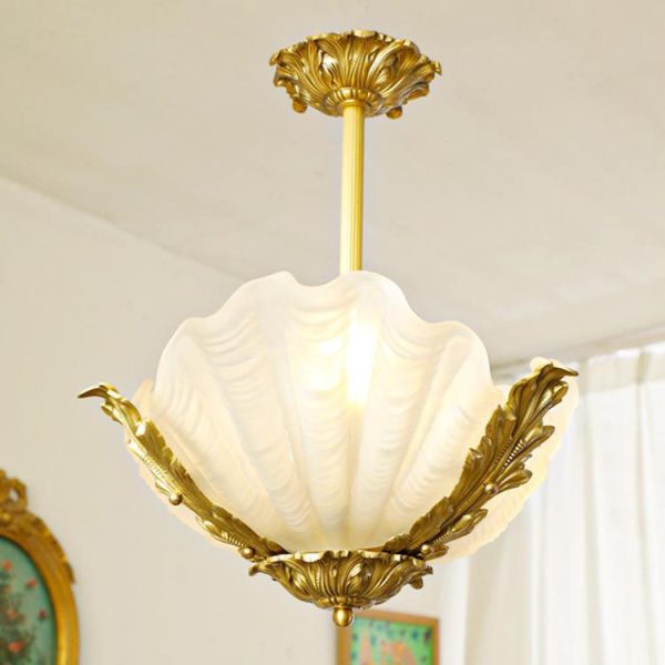 Modern Art Deco Shell Shape Brass Finish Frame 3/4-Light Chandelier for Living Room - Image 9