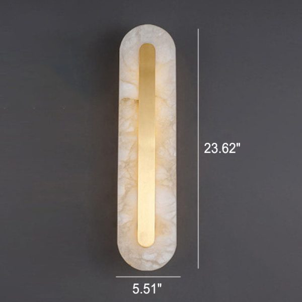 Light Luxury Brass Marble Oval Square LED Wall Sconce Lamp - Image 11