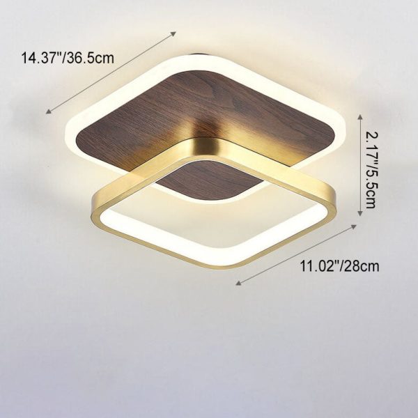 Modern Minimalist Aluminum Circular Square LED Semi-Flush Mount Ceiling Light - Image 5