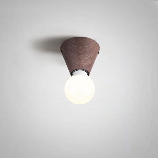 Japanese Minimalist Wood Grain Glass Round 1-Light Flush Mount Ceiling Light - Image 11
