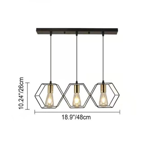 Industrial Vintage Geometric Frame Iron 3/5 Light Island Light Chandelier - Image 9