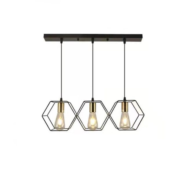 Industrial Vintage Geometric Frame Iron 3/5 Light Island Light Chandelier - Image 14