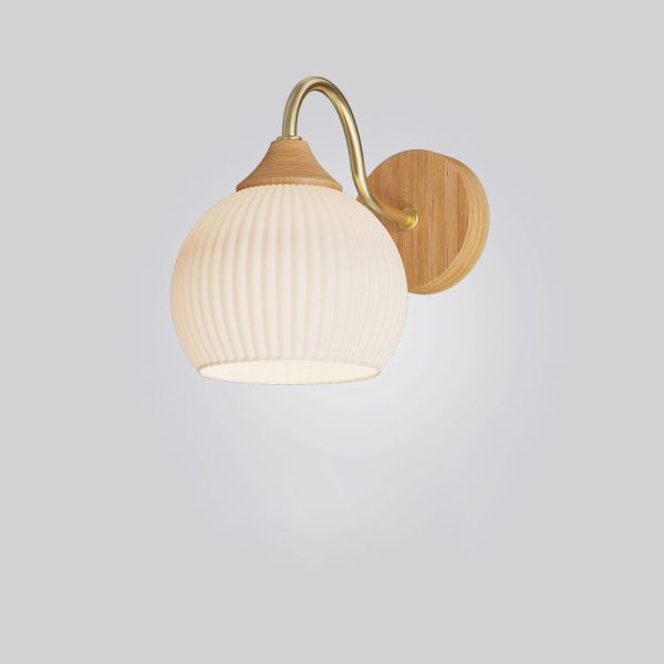 Nordic Striped Glass Round Log Wood 1-Light Wall Sconce Lamp - Image 15