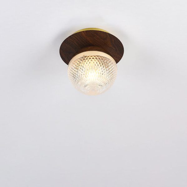 Japanese Minimalist Glass Iron Woodgrain 1-Light Semi-Flush Mount Ceiling Light - Image 23