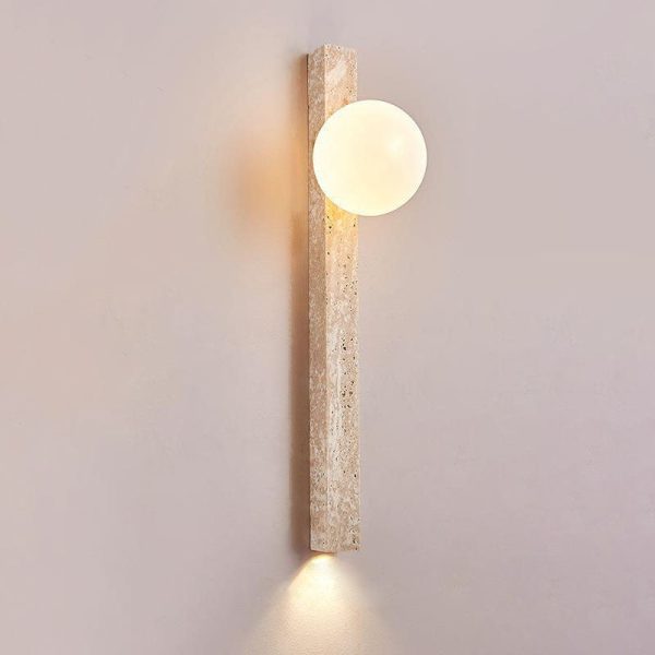 Traditional Japanese Long Strip Yellow Travertine 2-Lights For Hallway - Image 16