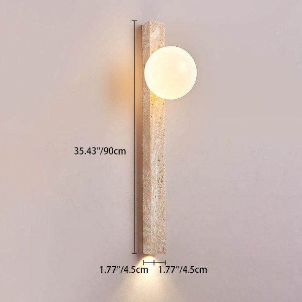 Traditional Japanese Long Strip Yellow Travertine 2-Lights For Hallway - Image 4