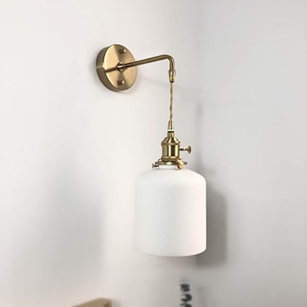 Japanese Retro Minimalist Cylinder Oval Brass Lucite 1-Light Wall Sconce Lamp - Image 21