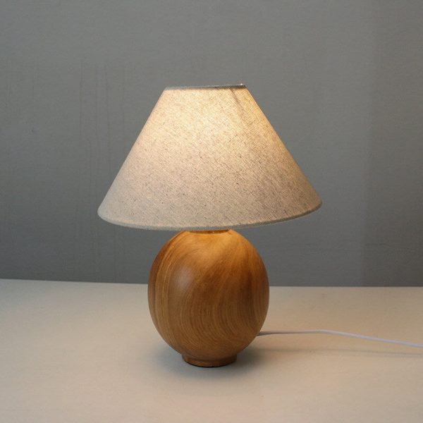 Japanese Wabi-sabi Vintage Solid Wood Fabric 1-Light Table Lamp - Image 6