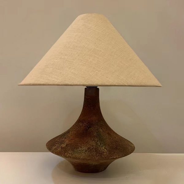 Wabi-Sabi Vintage Cone Vase Base Ceramic Fabric 1-Light Table Lamp - Image 5