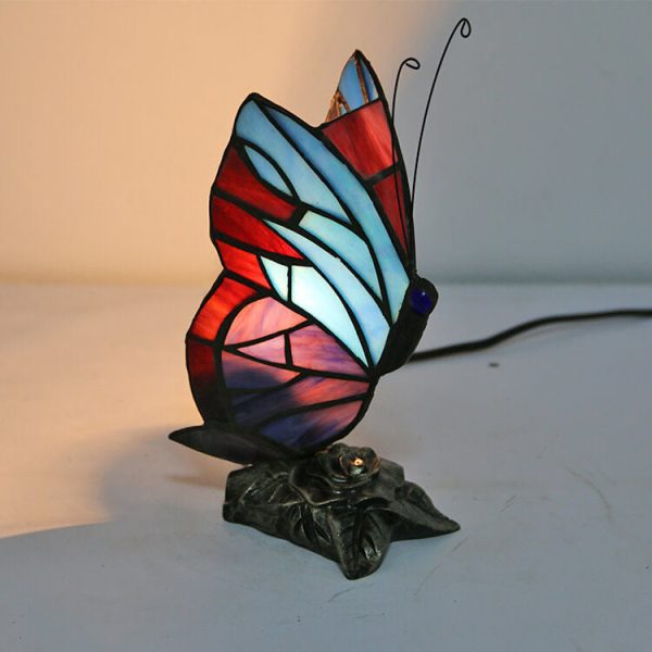 Tiffany Glass Butterfly Shape Night Light 1-Light Table Lamp - Image 3