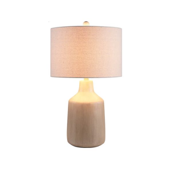 Vintage Minimalist Fabric Cement Base 1-Light Table Lamp - Image 7